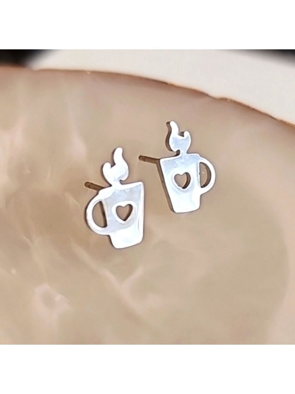 I Love Coffee Stainless Steel Stud Earrings